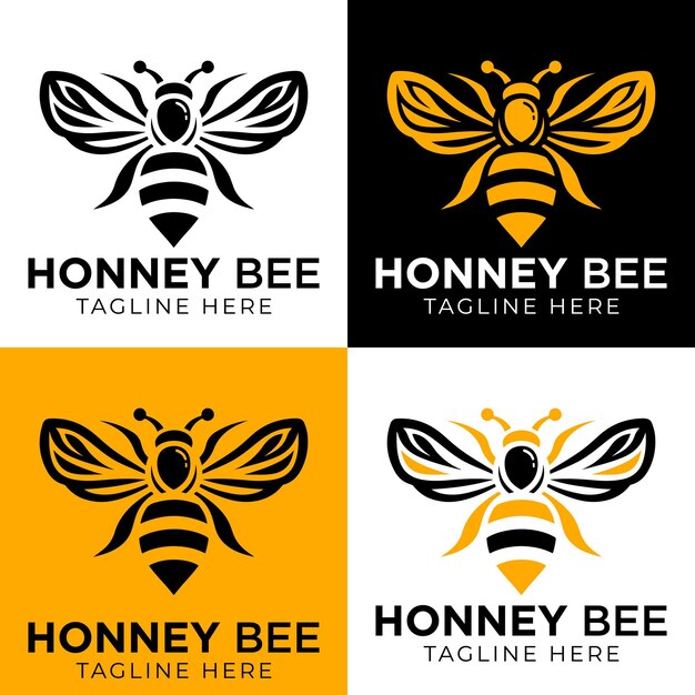 Vector Honey bee icon logo design template with vector illustration