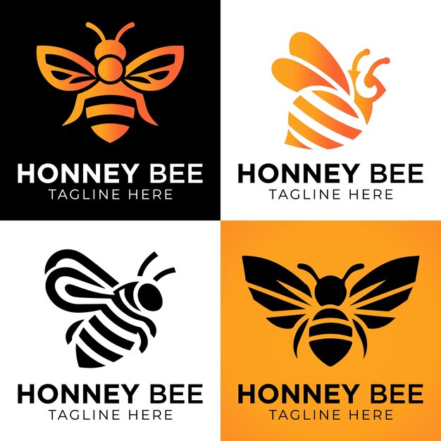 Vector Honey bee icon logo design template with vector illustration