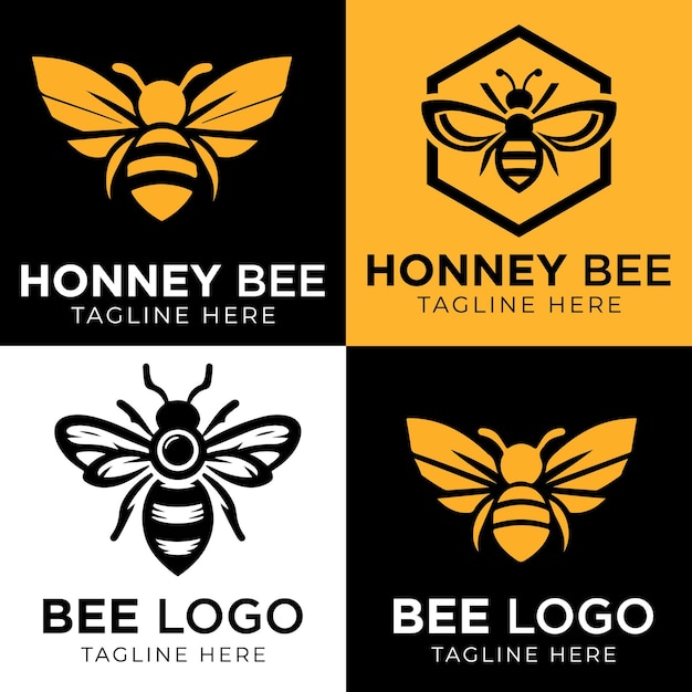 Vector Honey bee icon logo design template with vector illustration