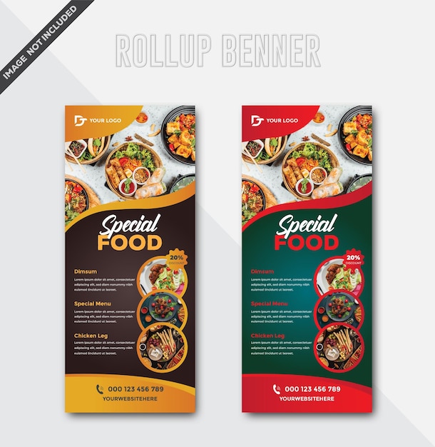 Vector horizontal discount food banner for restaurant