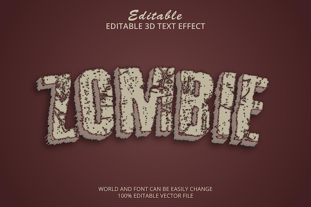 Vector horror zombie text effect editable monster and scary text style template