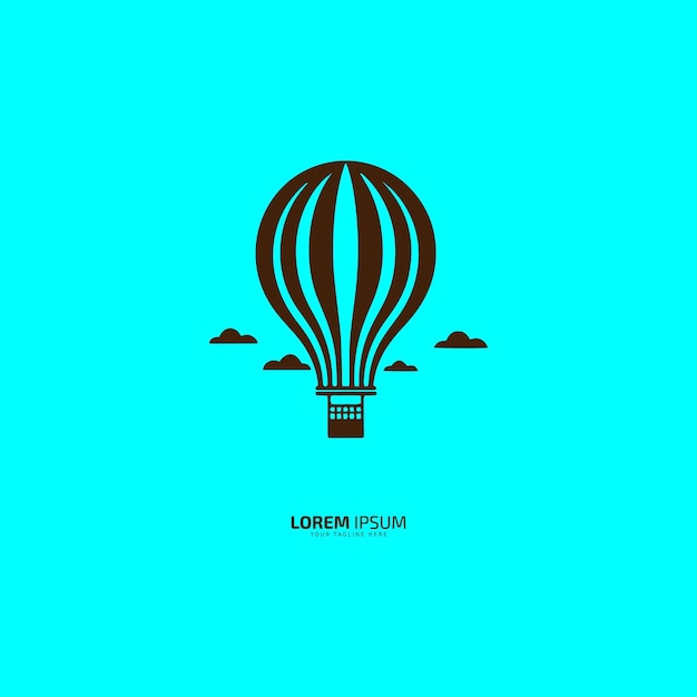 A vector of hot air balloon silhouette with clouds on sky background