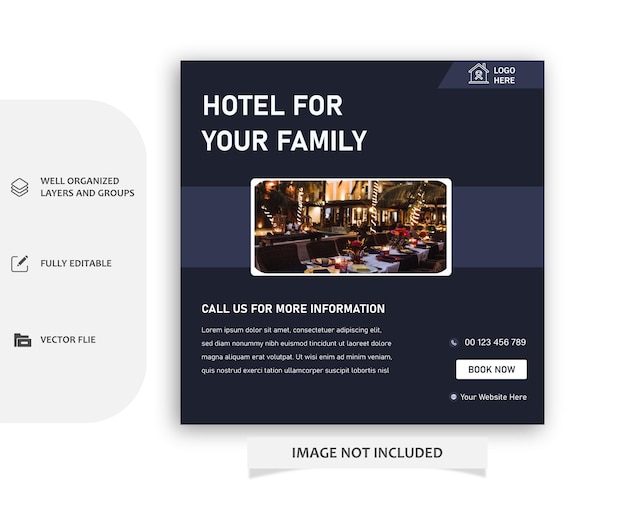 vector hotel and restaurant facilities social posts