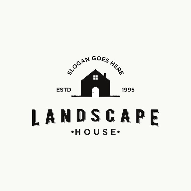 Vector house landscape logo design vintage