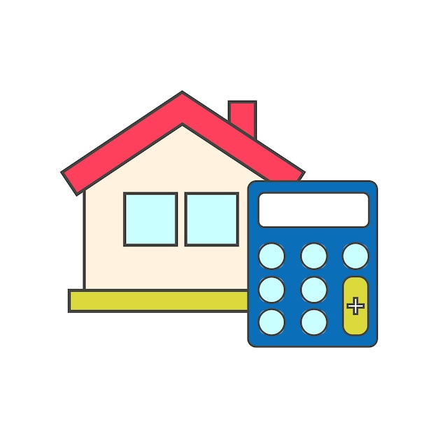 Vector house with calculator isolated on white background