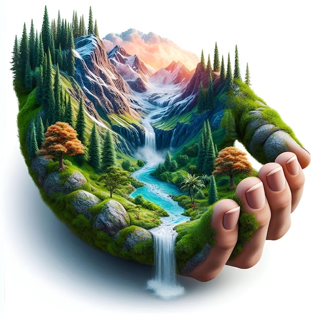 Vector Human hand holding Environment conservation concept