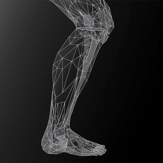 Vector vector human knee low poly wireframe vector illustration