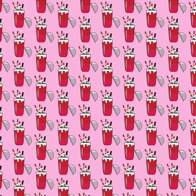 vector ice cream glass drink pattern