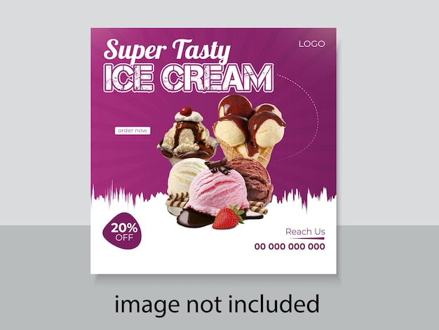 Vector vector ice cream social media post design template