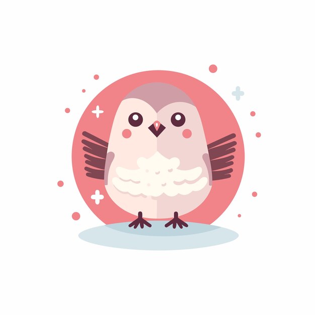 Vector vector icon a bird with big eyes in front of a pink circle