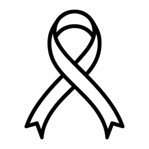 Vector Icon of Black Breast Cancer Ribbon outline for Medical and Health Awareness Projects