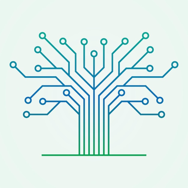 Vector icon of circuit technology tree