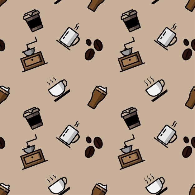 Vector icon coffee seamless pattern