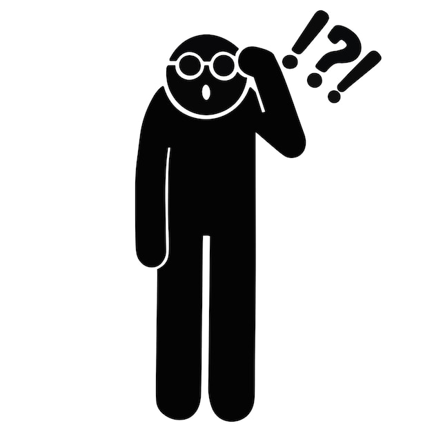 Vector icon confused shock man illustration