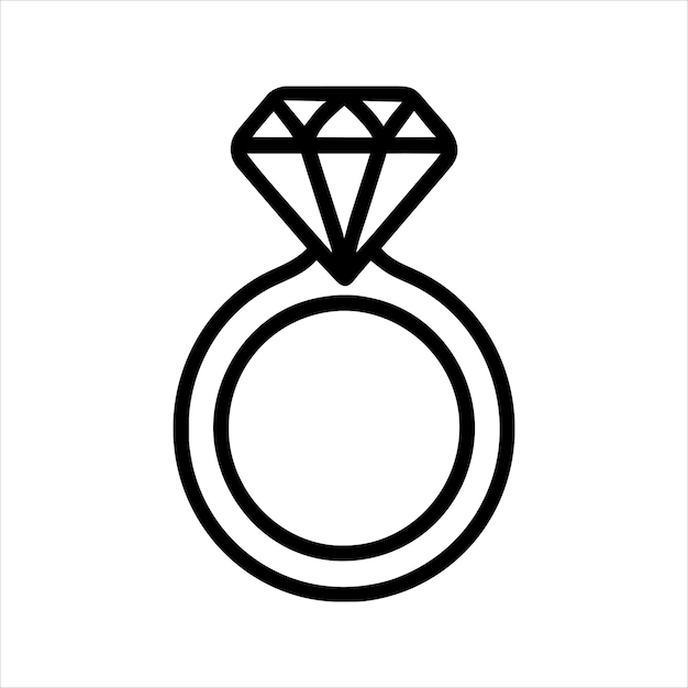 Vector icon diamond engagement ring symbol engagement marriage and wedding