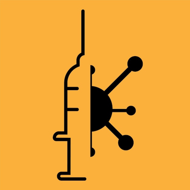 Vector icon for health pandemic vaccine virus mecine and syringe