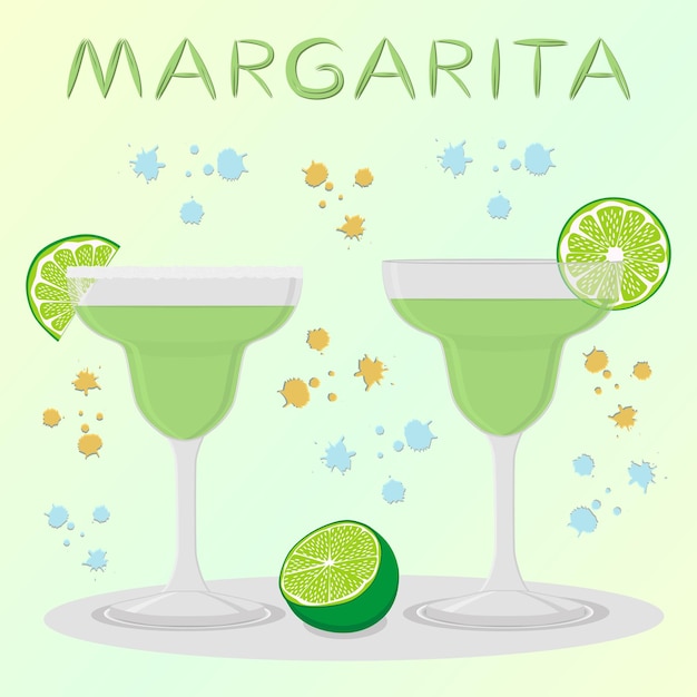 Vector vector icon illustration logo for alcohol cocktails margarita from citrus lime