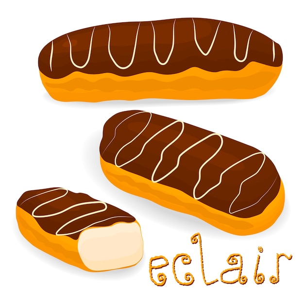 Vector icon illustration logo for cake French eclair