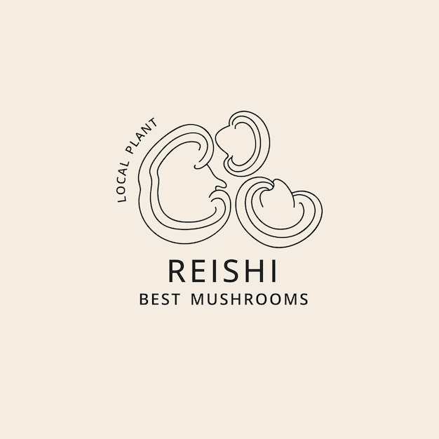 Vector icon in linear style reishi mushrooms Logo sign