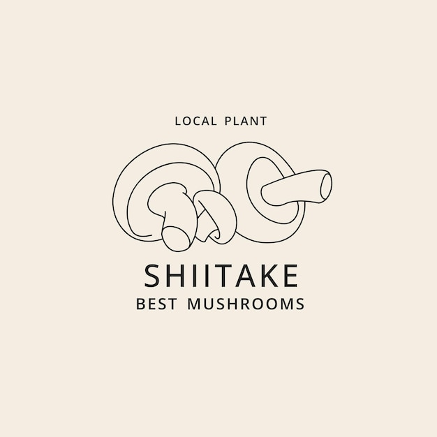 Vector icon in linear style shiitake mushrooms Logo sign