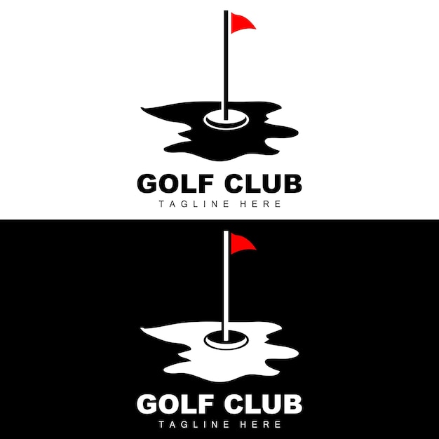 Vector icon logo golf ball stick and golfing Outdoor Games retro concept illustration