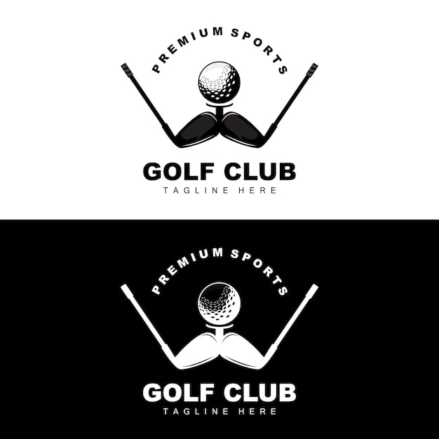 Vector icon logo golf ball stick and golfing Outdoor Games retro concept illustration