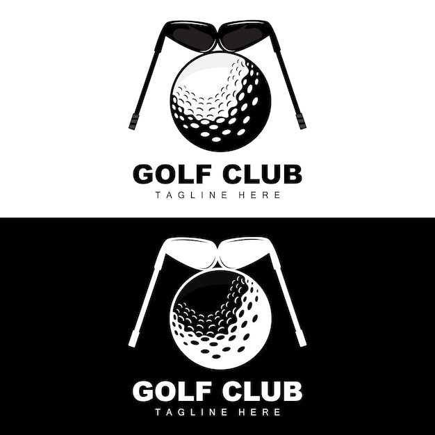 Vector icon logo golf ball stick and golfing Outdoor Games retro concept illustration