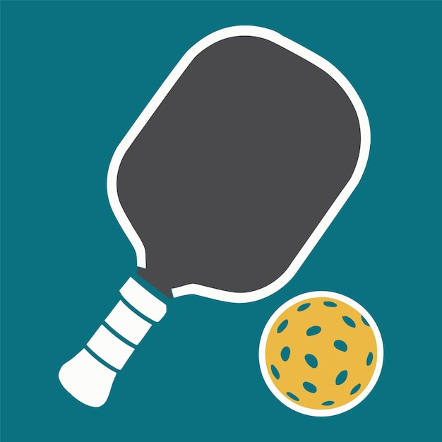 Vector vector icon of a pickleball paddle and ball flat