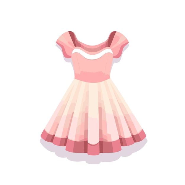 Vector icon a pink and white dress on a white background