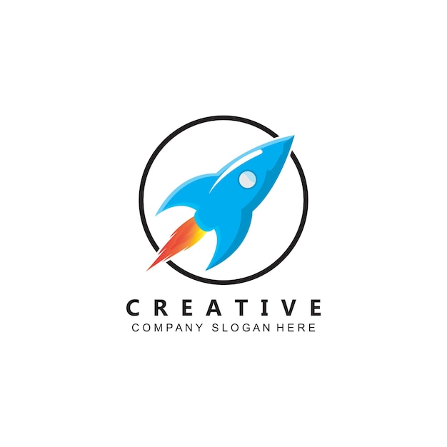 Vector icon plane logo space rocket premium design