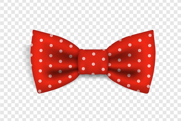 Vector icon of a red polka dot bow tie highlighted on a transparent background with an inscription Hipster style