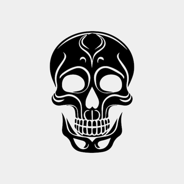 Vector icon set of decorated skull tradition in Mexico black icons isolated on white