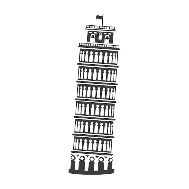 Vector icon of the Tower of Pisa