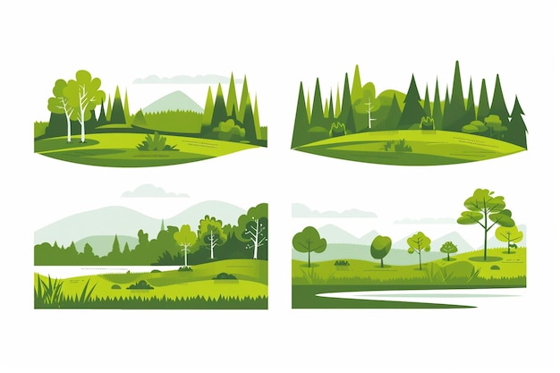 Vector vector icons green forest lake