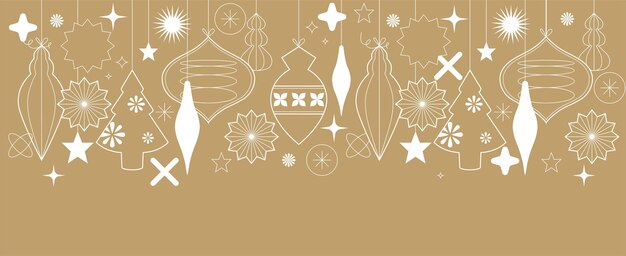 Vector illustartion design for Christmas greetings card Banner with simple geometric icons for Xmas background