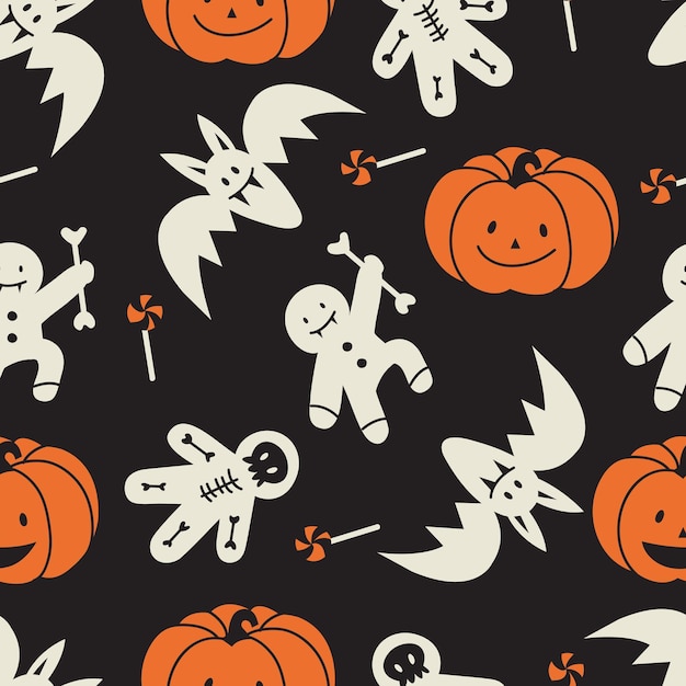 Vector illustartion icons for Happy Halloween Trick or treat symbol Background or seamless pattern