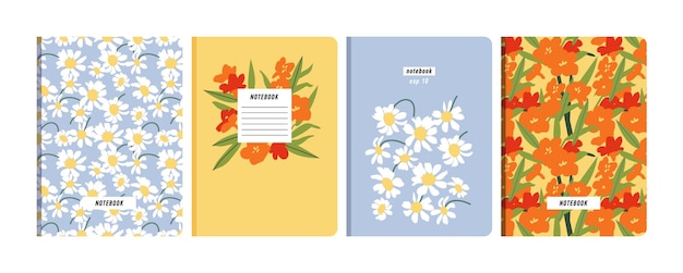 Vector illustartion templates cover pages for notebooks planners brochures books catalogs Flowers wallpapers with with chamomile and oleander