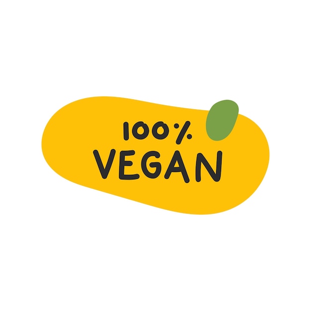 Vector vector illustration of a 100 vegan label with bold black typography and green leaf accents ideal for vegan product branding ecofriendly packaging and plantbased marketing