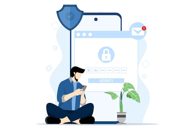 vector illustration of 2 step authentication concept or Verify code message on device