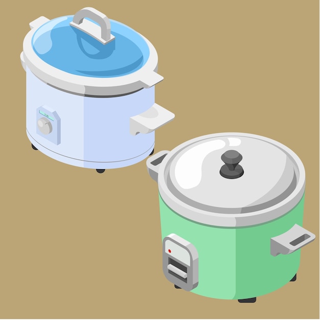 vector illustration of 2 types different electronic slow cooker