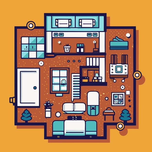 Vector a vector illustration of a 2bedroom apartment floor plan the layout should include a living room