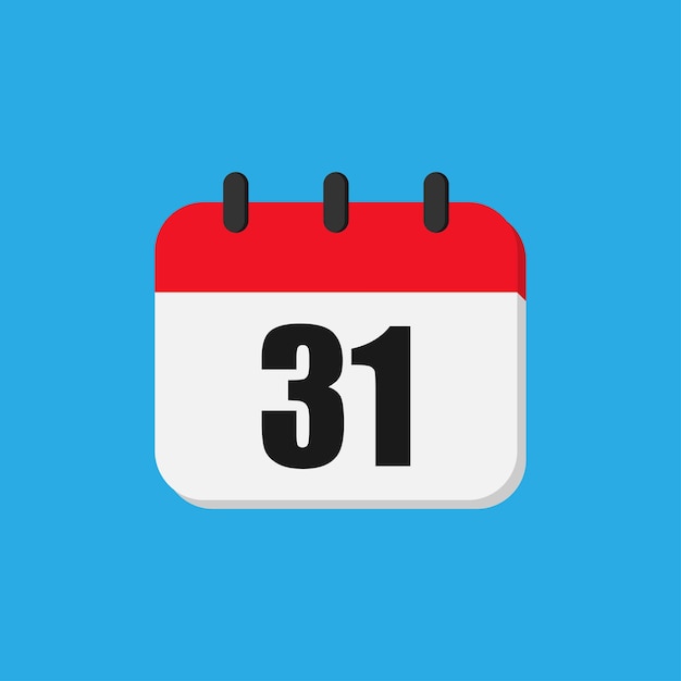 Vector illustration for 31 date Calendar icon