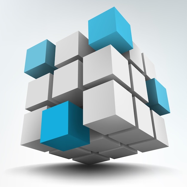 Vector illustration of 3d cubes on white background