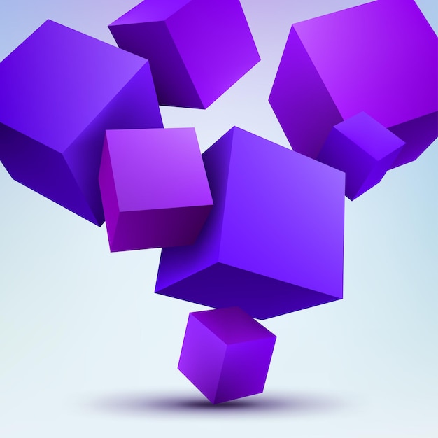 Vector illustration of 3d cubes on white background