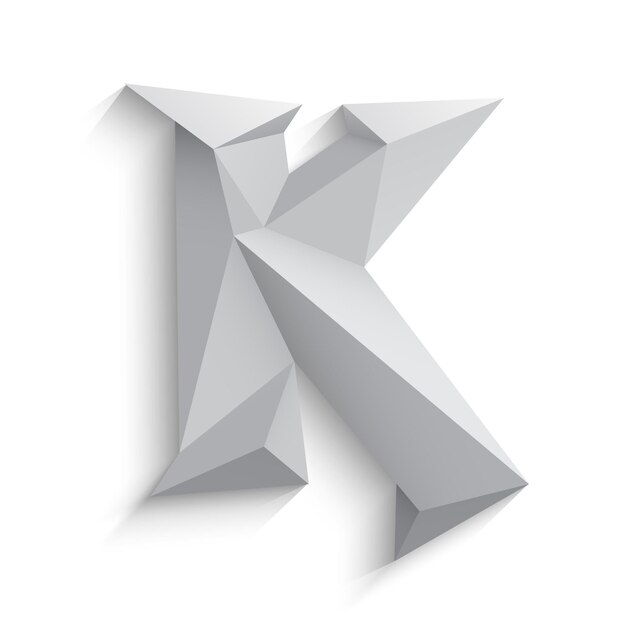 Vector vector illustration of 3d letter k on white background