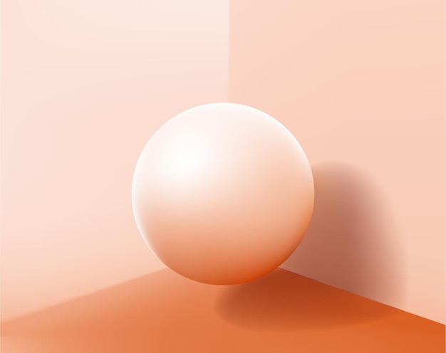 Vector illustration of 3D Rendered Ball in corner of the Room