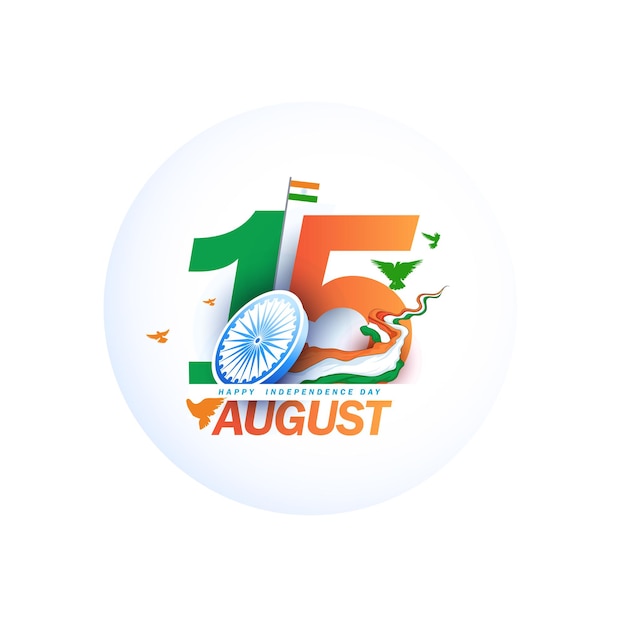 vector illustration of 75th Independence Day of India on 15th August with Tricolor Indian flag desig