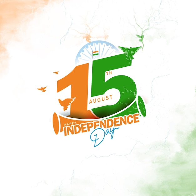 Vector illustration of 75th Independence Day of India on 15th August with Tricolor Indian flag