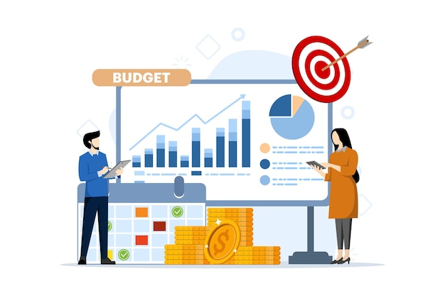 vector illustration about Budget or financial goals business strategy concept