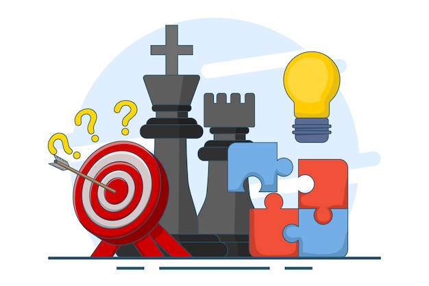 Vector vector illustration about business strategic planning concept on chess piece strategy